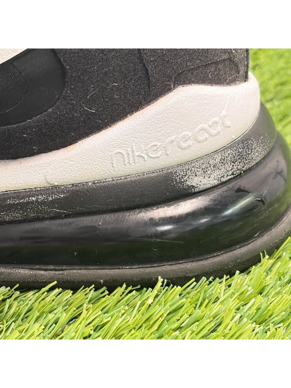 Nike Air Max 270 React Mens Size‎ 13 Black White Athletic Running Shoes Sneakers